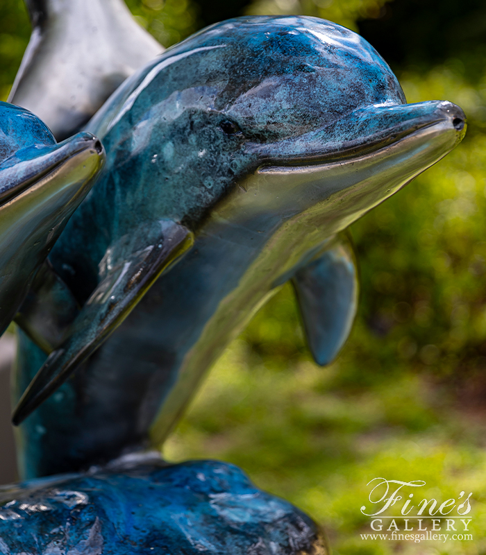 Bronze Fountains  - 93 Inch Tall 5 Jumping Dolphins Fountain - BF-908